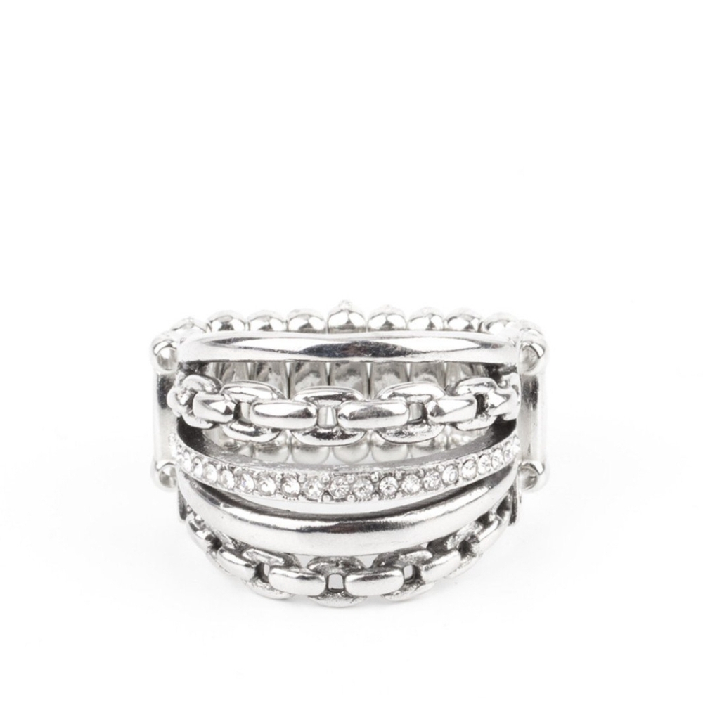Paparazzi Silver Classic Ring with Intricate Detailing Link Out Loud Jewelry